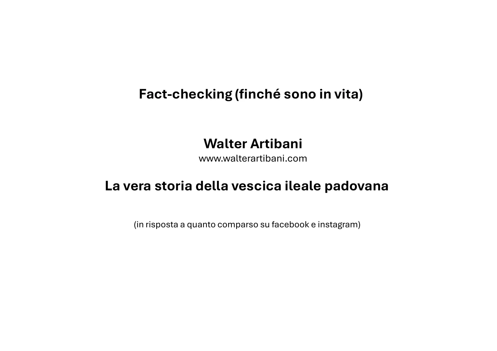 Page 1: Cover: the true story of the Padovana Ileal Bladder